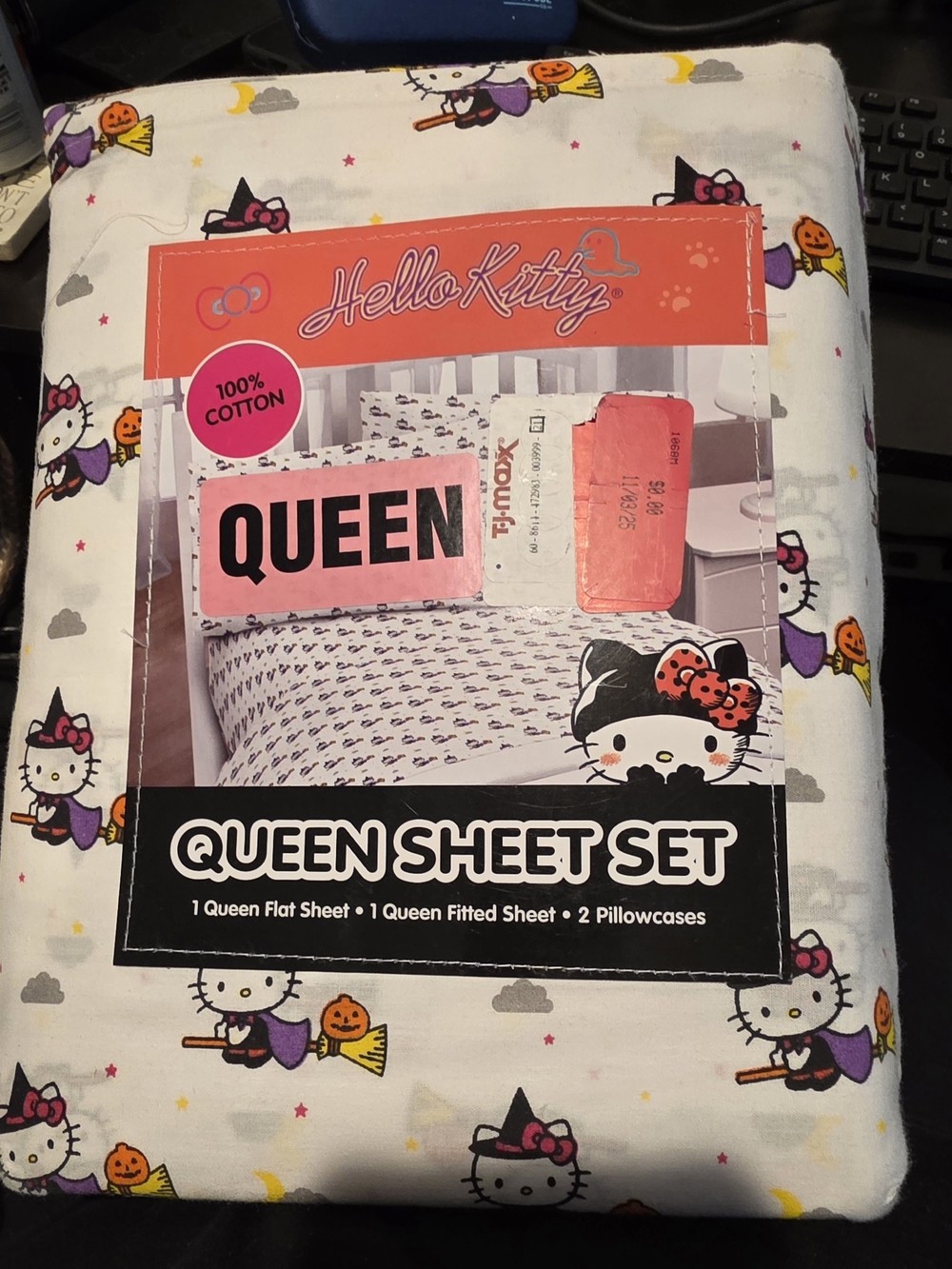 Hello Kitty White Queen Sheet Set with Multi-Color Characters